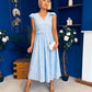Jodie Crochet Detail Occasion Dress Pwr Blue