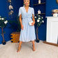Mabel Pleat Detail Midi Dress Pwr Blue