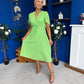 Mabel Pleat Detail Midi Dress Apple Green
