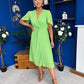 Mabel Pleat Detail Midi Dress Apple Green