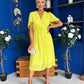 Mabel Pleat Detail Midi Dress Lime