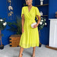 Mabel Pleat Detail Midi Dress Lime