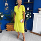 Mabel Pleat Detail Midi Dress Lime