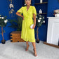 Mabel Pleat Detail Midi Dress Lime