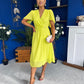 Mabel Pleat Detail Midi Dress Lime