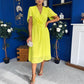 Mabel Pleat Detail Midi Dress Lime
