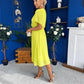 Mabel Pleat Detail Midi Dress Lime