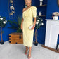 April Pearl Detail Occasion Midi Dress Yellow