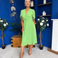 Mabel Pleat Detail Midi Dress Apple Green