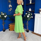 Mabel Pleat Detail Midi Dress Apple Green
