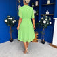 Mabel Pleat Detail Midi Dress Apple Green
