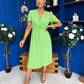 Mabel Pleat Detail Midi Dress Apple Green