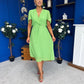 Mabel Pleat Detail Midi Dress Apple Green