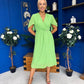 Mabel Pleat Detail Midi Dress Apple Green