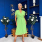Mabel Pleat Detail Midi Dress Apple Green