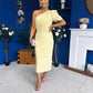 April Pearl Detail Occasion Midi Dress Yellow