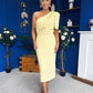 April Pearl Detail Occasion Midi Dress Yellow
