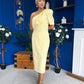 April Pearl Detail Occasion Midi Dress Yellow