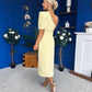 April Pearl Detail Occasion Midi Dress Yellow