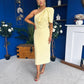 April Pearl Detail Occasion Midi Dress Yellow