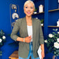 Laura Ruched Sleeve Blazer Khaki