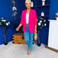 Laura Ruched Sleeve Blazer Hot Pink
