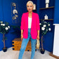 Laura Ruched Sleeve Blazer Hot Pink