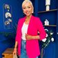 Laura Ruched Sleeve Blazer Hot Pink