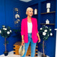 Laura Ruched Sleeve Blazer Hot Pink