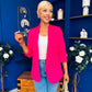 Laura Ruched Sleeve Blazer Hot Pink