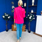 Laura Ruched Sleeve Blazer Hot Pink