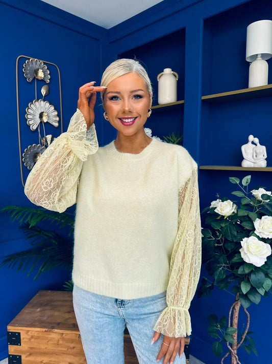 Nessa Lace Detail Jumper Yellow