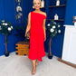 Nalani Pleated Drape Maxi Dress Red