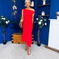 Nalani Pleated Drape Maxi Dress Red