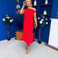 Nalani Pleated Drape Maxi Dress Red