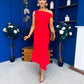 Nalani Pleated Drape Maxi Dress Red