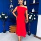 Nalani Pleated Drape Maxi Dress Red
