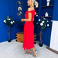 Nalani Pleated Drape Maxi Dress Red