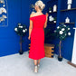 Nalani Pleated Drape Maxi Dress Red