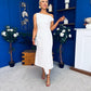 Nalani Pleated Drape Maxi Dress White