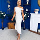 Nalani Pleated Drape Maxi Dress White