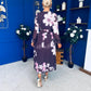 Blaithin Pleated Midi Dress Floral Burgundy
