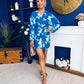 Avery Tie Detail Mini Dress Floral Blue
