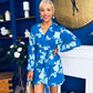 Avery Tie Detail Mini Dress Floral Blue