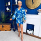Avery Tie Detail Mini Dress Floral Blue