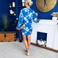 Avery Tie Detail Mini Dress Floral Blue