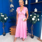 Meryl Lace Detail Satin Dress Pink