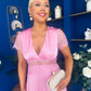 Meryl Lace Detail Satin Dress Pink