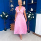 Meryl Lace Detail Satin Dress Pink