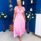 Meryl Lace Detail Satin Dress Pink
